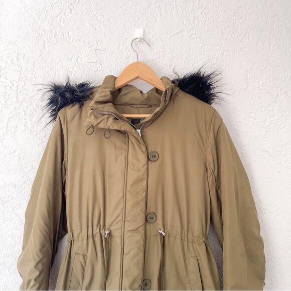 Missguided | Olive Green Puffer Jacket Faux Fur Long - Picture 2 of 8